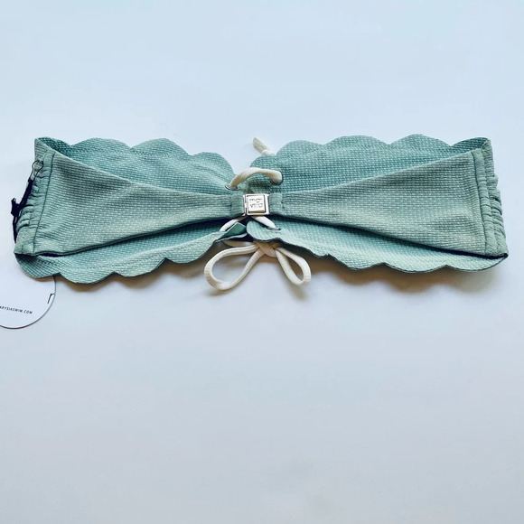 Marysia Riviera Bikini Swim Top Strapless Green Shimmer Size Large NEW - Picture 4 of 7